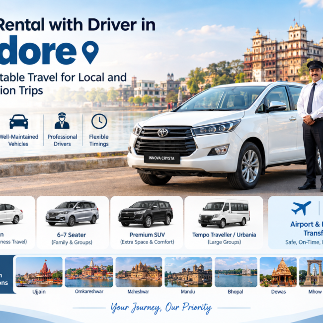 Car rental with driver in Indore for local and outstation travel